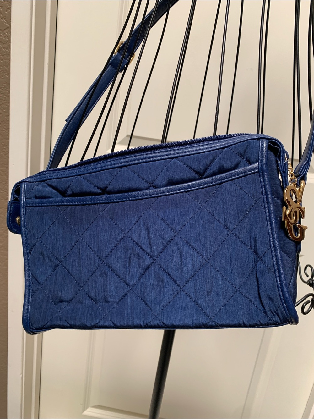 Quilted Crossbody Bag in Navy Blue by Susan Graver